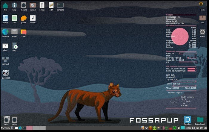 Una captura de pantalla de puppy linux distro