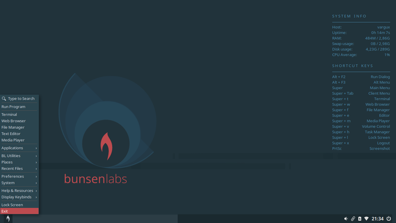 Una captura de pantalla de BunsenLabs Distro