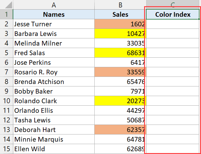 Agregar una nueva columna de índice de color