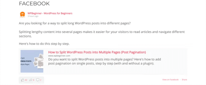 Incrustar publicaciones de estado de Facebook en el blog de WordPress