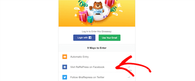 RafflePress Compartir en Facebook