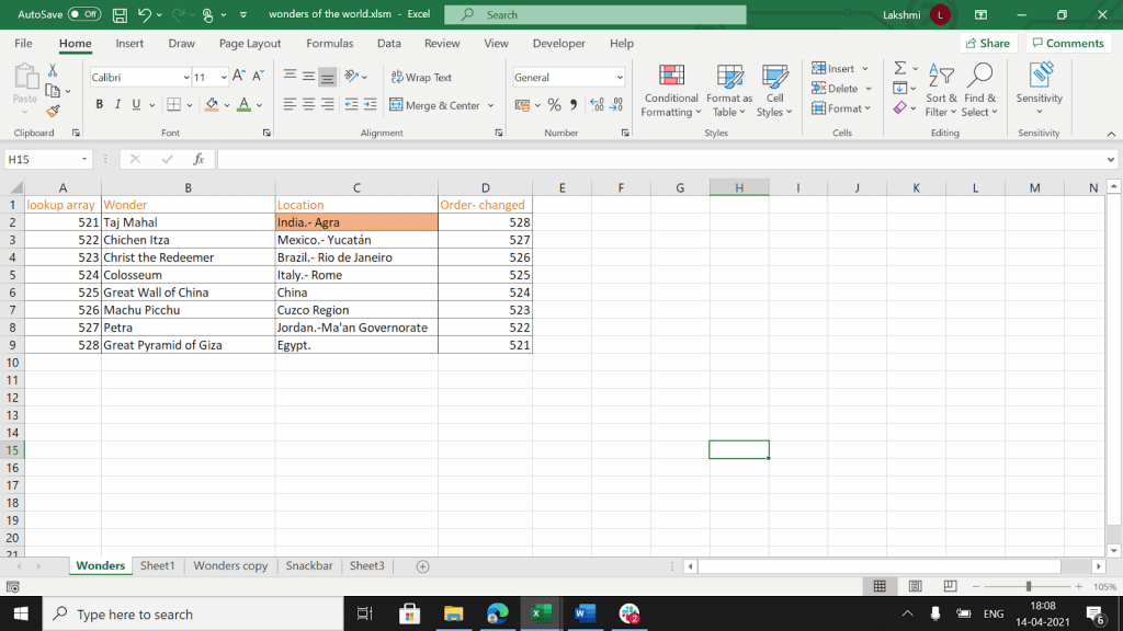 documento excel con 