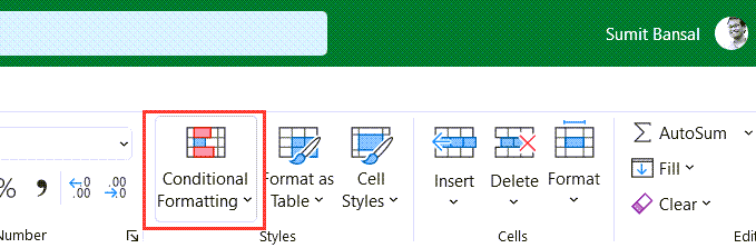 ¿Cómo resaltar las fechas del fin de semana en Excel? Haga clic en el icono de formato condicional
