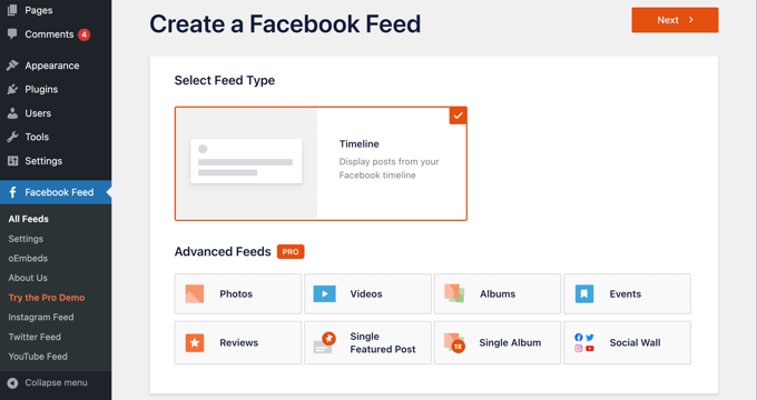 Cómo mostrar una fuente RSS en su blog de WordPress Complemento de alimentación de Facebook de Smash Balloon
