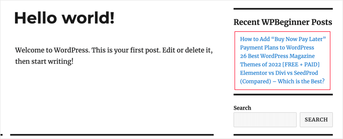 Cómo mostrar una fuente RSS en su blog de WordPress Vista previa del widget RSS de WordPress