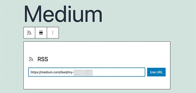 Cómo incrustar publicaciones de blog medianas en WordPress Bloque RSS