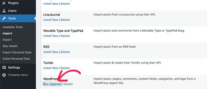 Cómo incrustar publicaciones de blog medianas en WordPress Ejecutar Importador