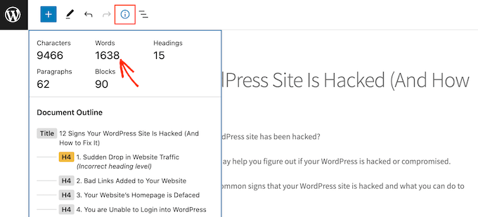 Obtenga el recuento de palabras en el editor de bloques de WordPress Obtenga el recuento de palabras en el editor de bloques de WordPress