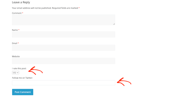 Cómo agregar campos personalizados al formulario de comentarios en WordPress Un ejemplo de un formulario de comentarios con campos personalizados
