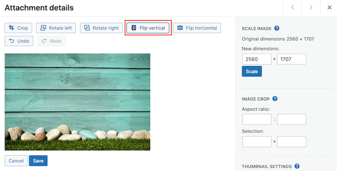 Voltear una imagen de WordPress verticalmente Voltear una imagen de WordPress verticalmente