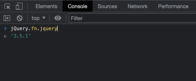Averigüe la versión de jQuery que se ejecuta en su sitio web