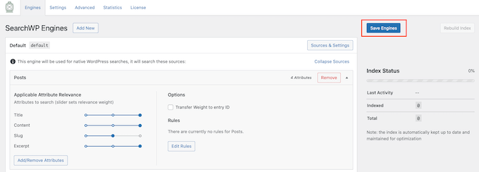 Guardar su configuración de búsqueda personalizada de WordPress