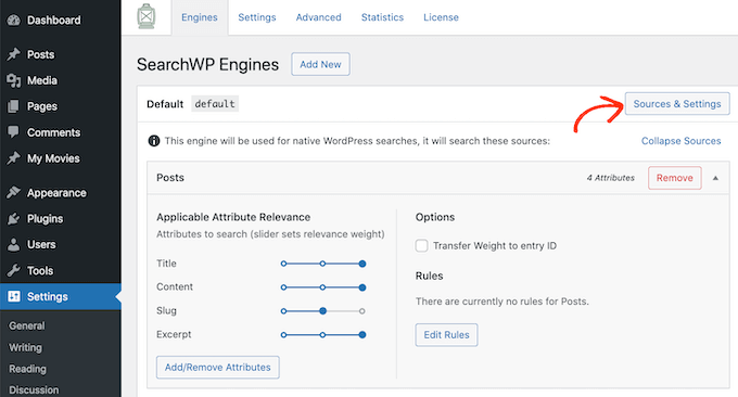 Configurar el complemento de búsqueda SearchWP