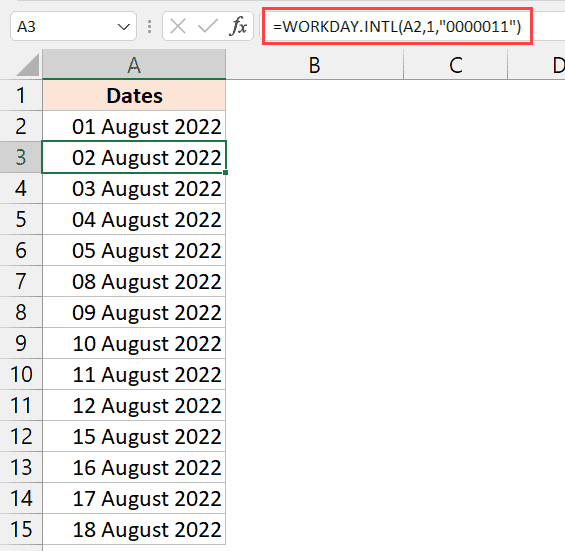 Fórmula para obtener días de la semana solo en Excel