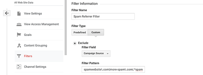 Filtre los remitentes de spam de los informes de Google Analytics