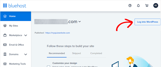 Tablero de Bluehost