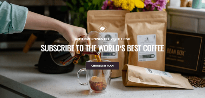 Creación de un servicio de caja de suscripción en WordPress Servicio de caja de suscripción de Bean Box