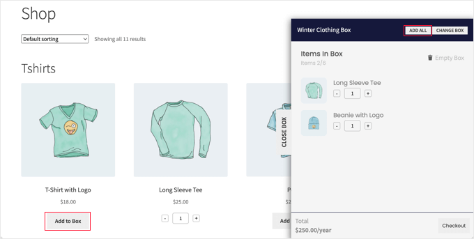 Creación de un servicio de caja de suscripción en WordPress Caja de suscripción Página de la tienda