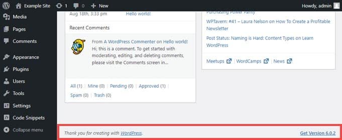 Cambiar el pie de página del panel de administración de WordPress Cambiar el pie de página del panel de administración de WordPress
