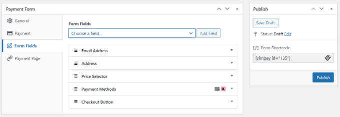Agregue Klarna Payments a WordPress (2 formas fáciles) Agregar campos de formulario