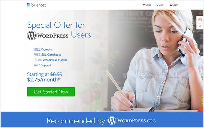 Oferta de Bluehost para usuarios de WPBeginner