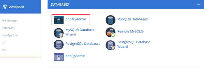 Agregue un administrador a la base de datos de WordPress a través de MySQL Abra phpMyAdmin desde CPanel