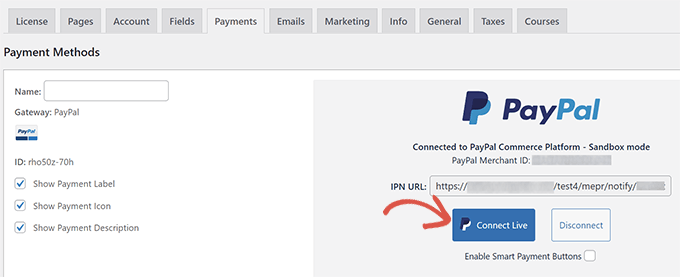 Conecte MemberPress con PayPal Commerce