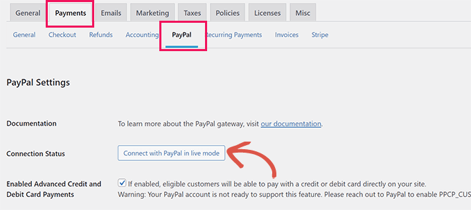 Conéctate con el botón de PayPal