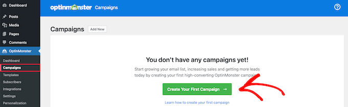 Agregue giro para ganar opciones en WordPress y WooCommerce Crear la primera campaña de OptinMonster