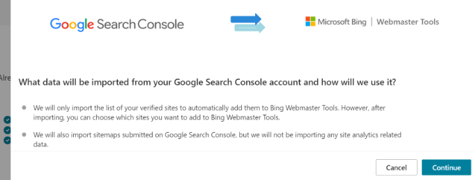 Cómo agregar su sitio web a Bing Webmaster Tools Importar sitio desde la consola de búsqueda