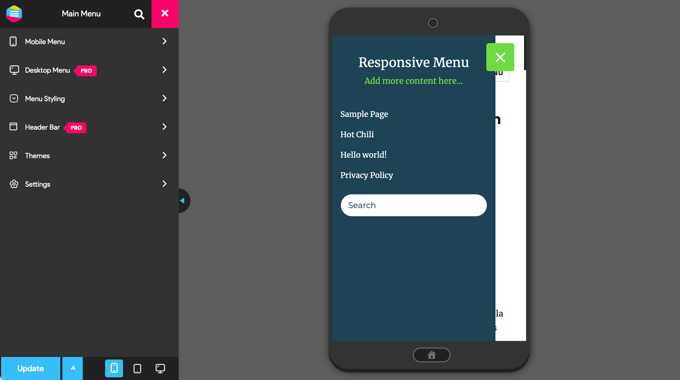Agregar un menú de panel deslizante en temas de WordPress Ahora puede personalizar su menú receptivo