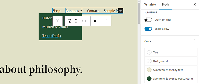 Lo que viene en WordPress 6.1 (características y capturas de pantalla) colores del submenú