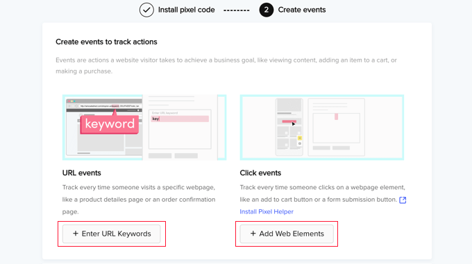 Cómo configurar correctamente el píxel de anuncios de TikTok en WordPress Crea una URL y haz clic en eventos en TikTok