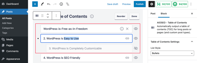 Cómo crear una tabla de contenido en publicaciones y páginas de WordPress Personaliza tu tabla de contenidos