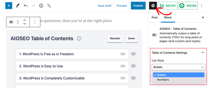 Cómo crear una tabla de contenido en publicaciones y páginas de WordPress Su tabla de contenido puede estar en una lista numerada o con viñetas
