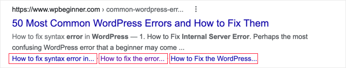 Cómo crear una tabla de contenido en publicaciones y páginas de WordPress Google incluye entradas de la tabla de contenido en los resultados de búsqueda