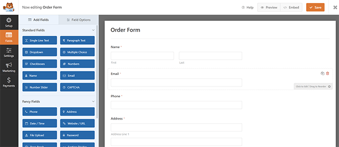 Creador de formularios WPForms