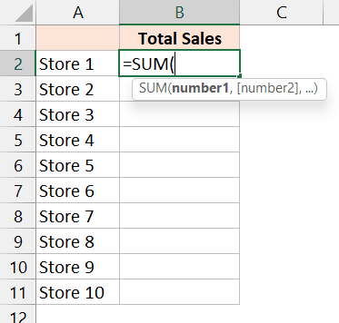 ¿Cómo sumar varias hojas en Excel? (Fórmula de SUMA 3D) Ingrese la fórmula SUMA en la hoja de resumen