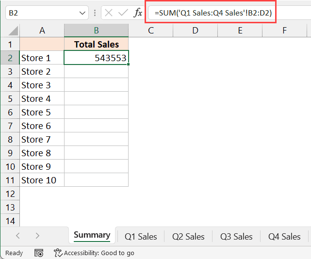 ¿Cómo sumar varias hojas en Excel? (Fórmula de SUMA 3D) Fórmula para sumar el rango de celdas en varias hojas
