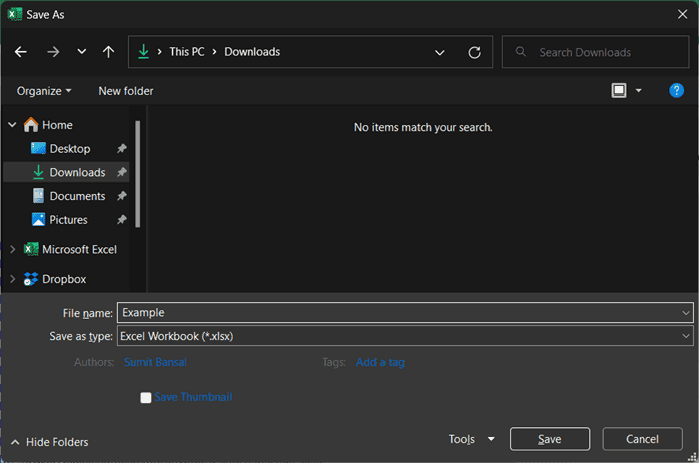 Save as Dialog Guardar como accesos directos en Excel (rápido y fácil)