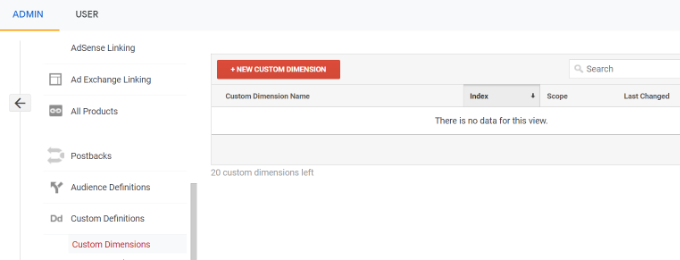 Habilitar seguimiento de autor en WordPress Haga clic en Nueva dimensión personalizada