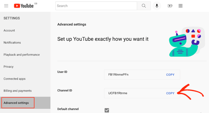 Un ID de canal de YouTube