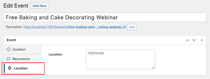 Crear un evento personal con una ubicación