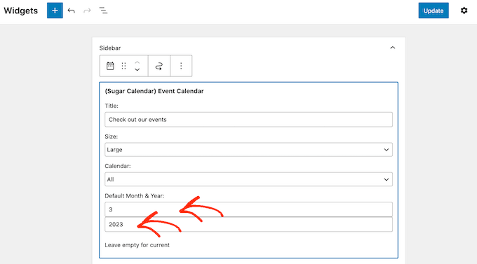 Cómo configurar el widget Calendario de azúcar