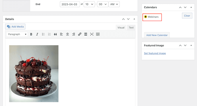 Agregar un evento a un calendario en WordPress
