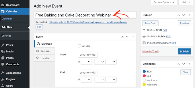 Agregar eventos a un calendario en línea