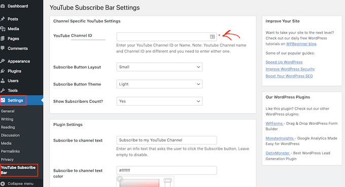 El complemento de WordPress de la barra de suscripción de YouTube