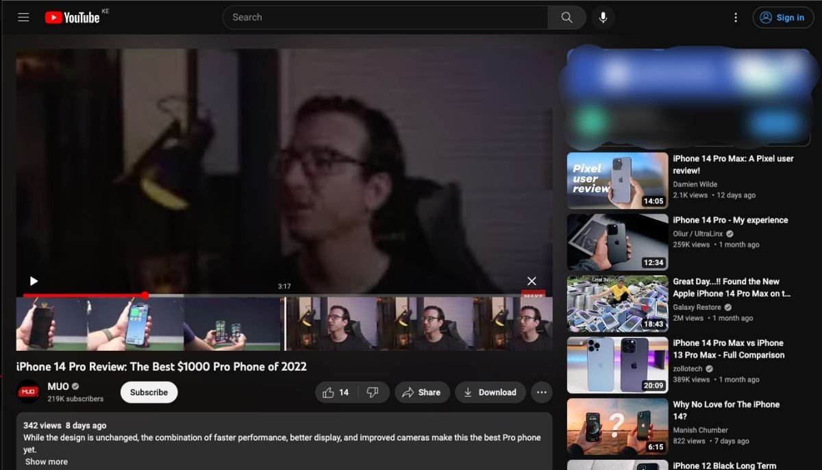 Búsqueda fina activada en el escritorio de YouTube