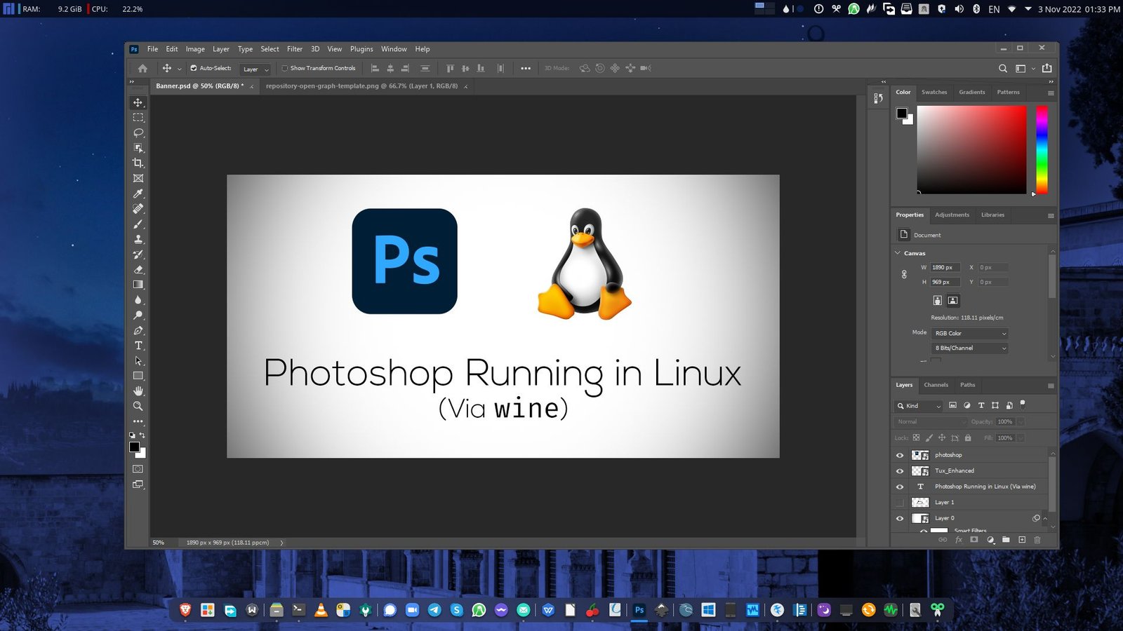 Adobe Photoshop CC 2021 en Manjaro Linux