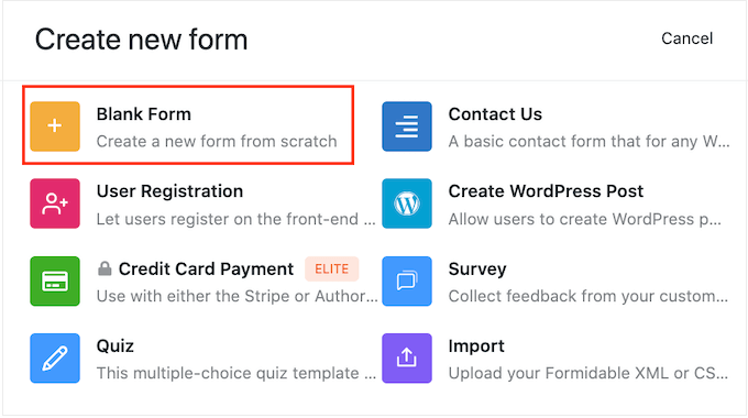Cómo crear fácilmente un cuestionario en WordPress Una plantilla de formulario formidable vacía